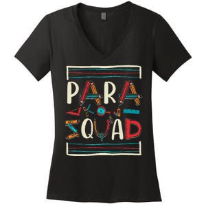 Para Squad Para Teacher Paraprofessional Women's V-Neck T-Shirt