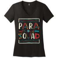 Para Squad Para Teacher Paraprofessional Women's V-Neck T-Shirt