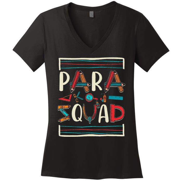 Para Squad Para Teacher Paraprofessional Women's V-Neck T-Shirt