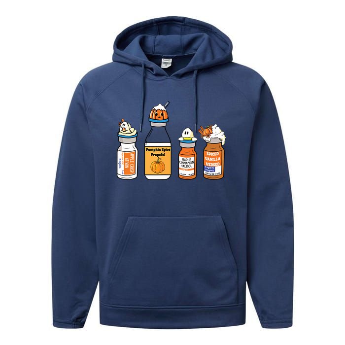 Pumpkin Spice Propofol Ativan Versed Haldol Nurse Halloween Performance Fleece Hoodie