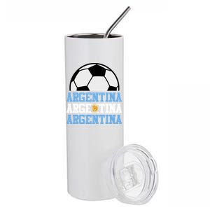 Patriotic Soccer Player Argentinian National Flag Argentina Cute Gift Stainless Steel Tumbler