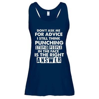 PUNCHING STUPID PEOPLE Don't Ask Me For Advice Fun Quote Ladies Essential Flowy Tank