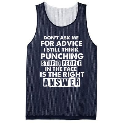 PUNCHING STUPID PEOPLE Don't Ask Me For Advice Fun Quote Mesh Reversible Basketball Jersey Tank