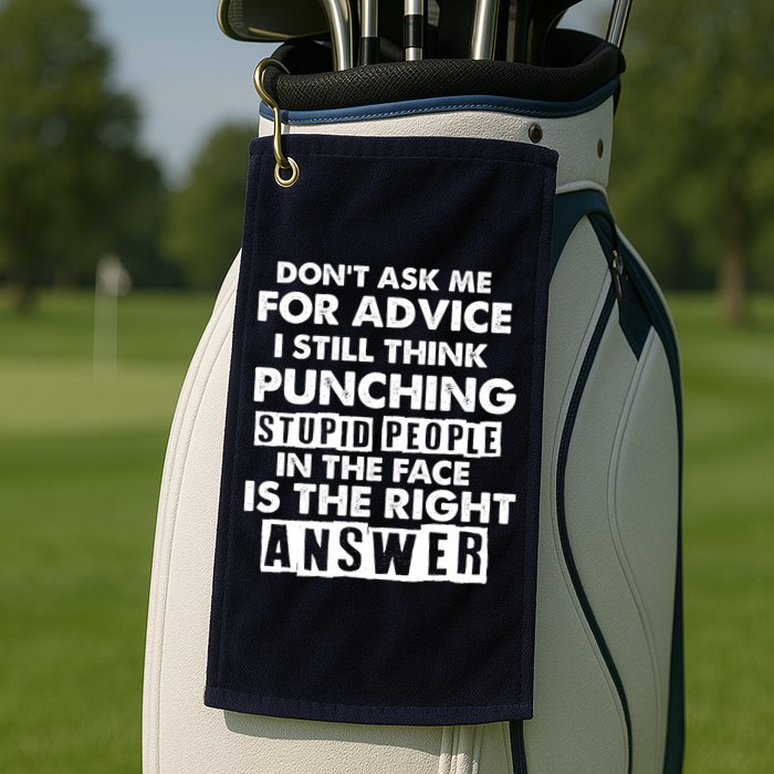 PUNCHING STUPID PEOPLE Don't Ask Me For Advice Fun Quote Golf Towel