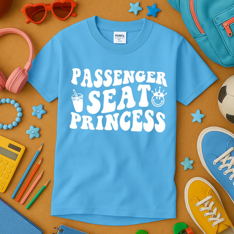 Princess Seat Passenger, Cute Girlfriend Princess Passenger Kids T-Shirt