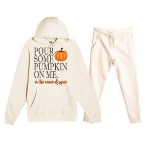 Pour Some Pumpkin On Me In The Name Of Spice Funny Fall Premium Hooded Sweatsuit Set