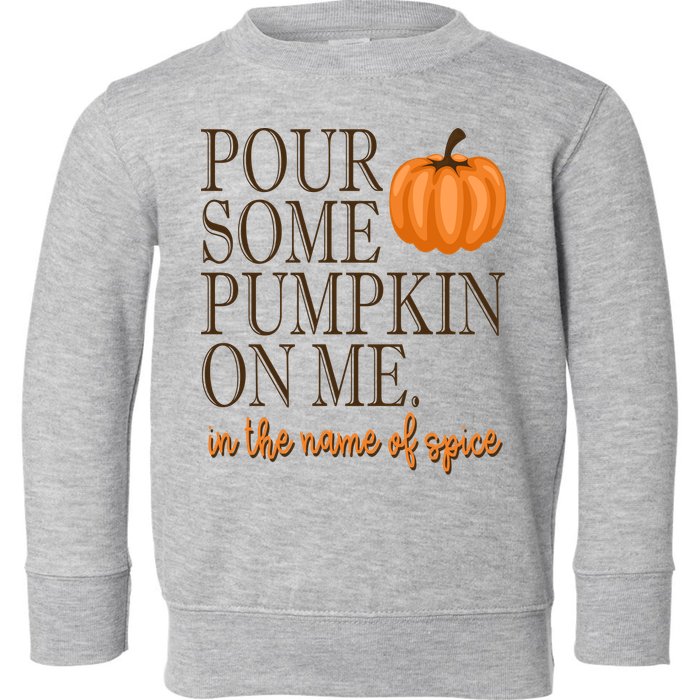 Pour Some Pumpkin On Me In The Name Of Spice Funny Fall Toddler Sweatshirt