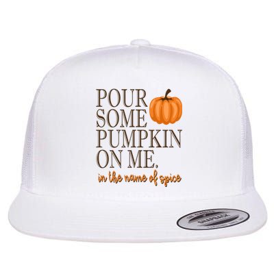 Pour Some Pumpkin On Me In The Name Of Spice Funny Fall Flat Bill Trucker Hat