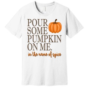 Pour Some Pumpkin On Me In The Name Of Spice Funny Fall Premium T-Shirt