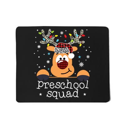 Preschool Squad Plaid Reindeer Santa Hat Teacher Christmas Mousepad