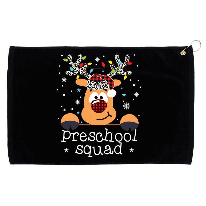 Preschool Squad Plaid Reindeer Santa Hat Teacher Christmas Grommeted Golf Towel