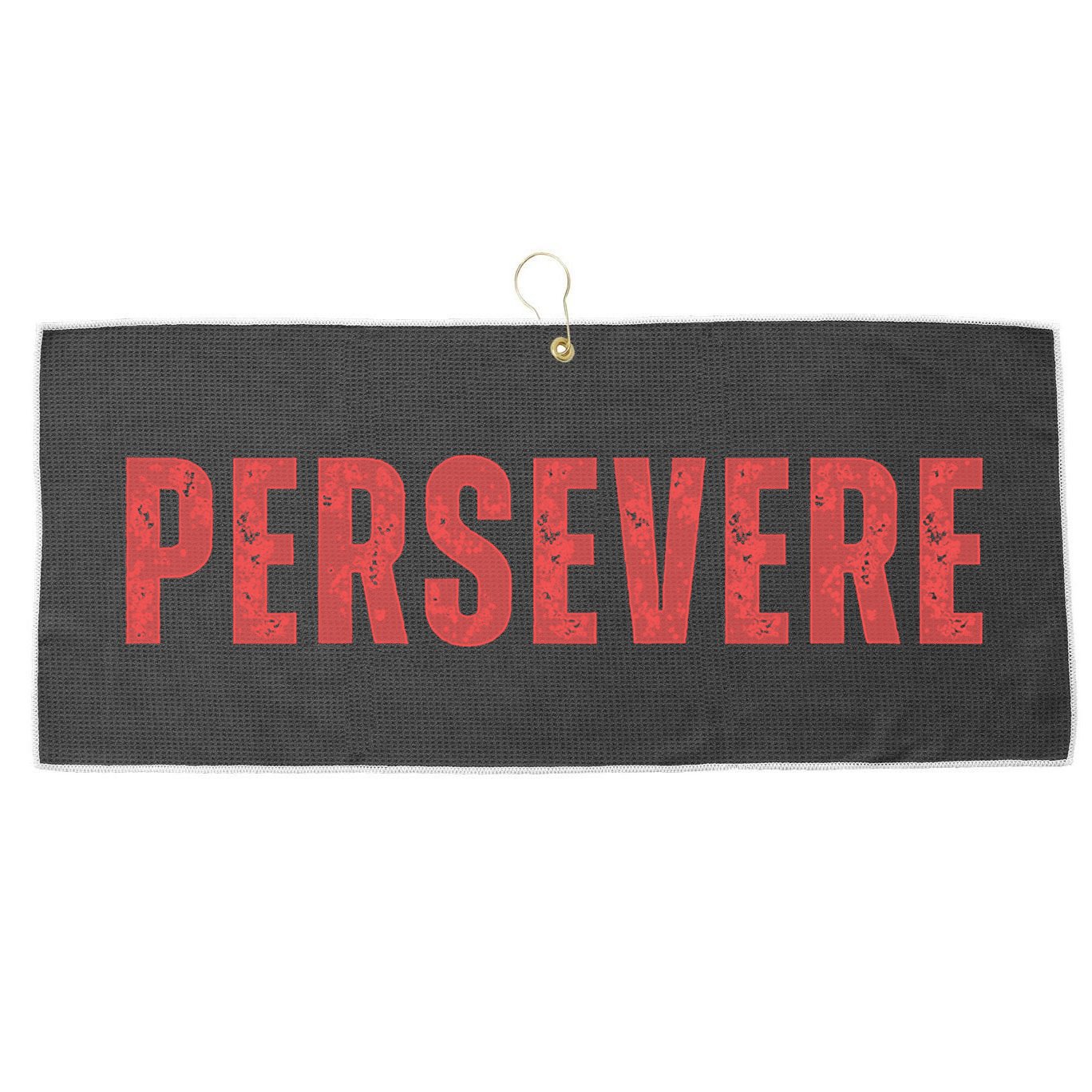 Persevere Script Large Microfiber Waffle Golf Towel