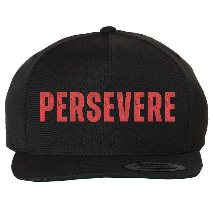 Persevere Script Wool Snapback Cap
