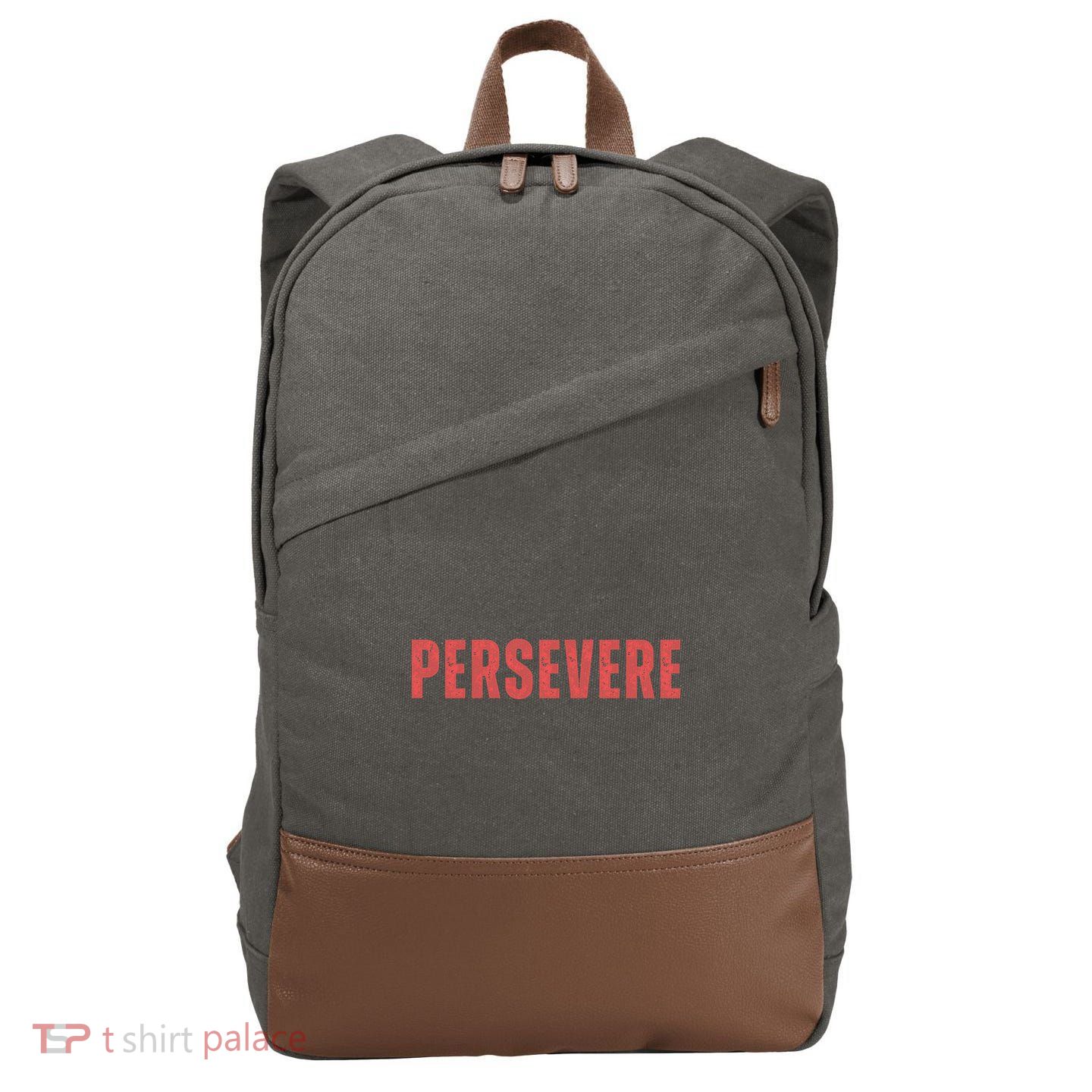 Persevere Script Cotton Canvas Backpack