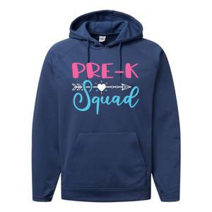 PreK Squad Preschool Teacher Cool Gift Performance Fleece Hoodie