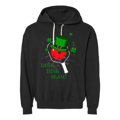 Pickleball St Patricks Day Leprechaun Dink Dink Slam Garment-Dyed Fleece Hoodie