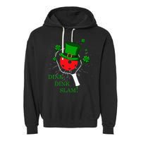 Pickleball St Patricks Day Leprechaun Dink Dink Slam Garment-Dyed Fleece Hoodie