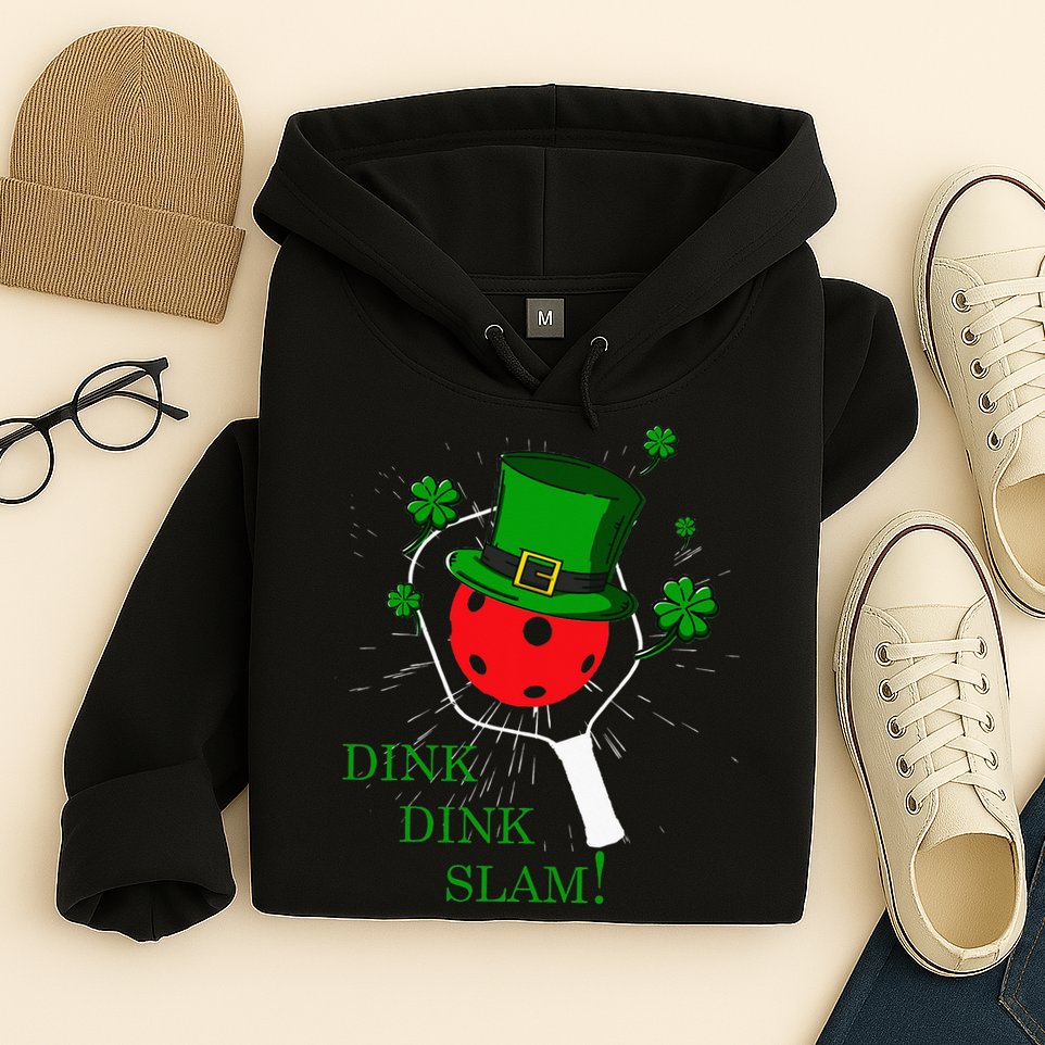 Pickleball St Patricks Day Leprechaun Dink Dink Slam Hoodie