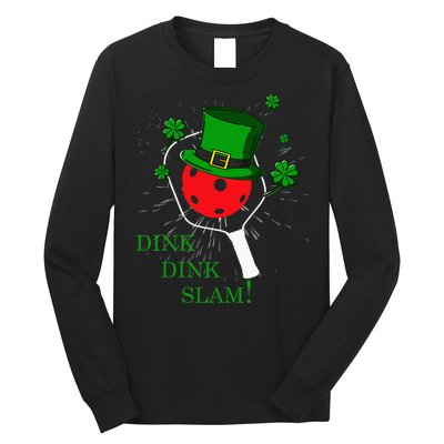 Pickleball St Patricks Day Leprechaun Dink Dink Slam Long Sleeve Shirt