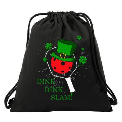 Pickleball St Patricks Day Leprechaun Dink Dink Slam Drawstring Bag