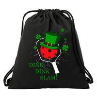 Pickleball St Patricks Day Leprechaun Dink Dink Slam Drawstring Bag
