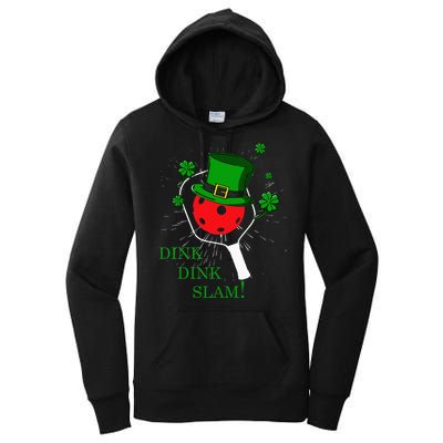 Pickleball St Patricks Day Leprechaun Dink Dink Slam Women's Pullover Hoodie