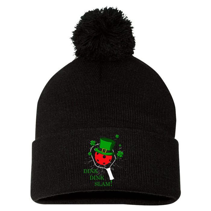 Pickleball St Patricks Day Leprechaun Dink Dink Slam Pom Pom 12in Knit Beanie