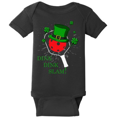 Pickleball St Patricks Day Leprechaun Dink Dink Slam Baby Bodysuit