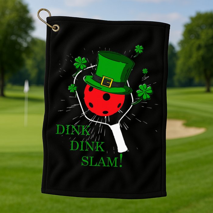 Pickleball St Patricks Day Leprechaun Dink Dink Slam Golf Towel