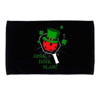 Pickleball St Patricks Day Leprechaun Dink Dink Slam Microfiber Hand Towel