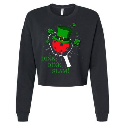 Pickleball St Patricks Day Leprechaun Dink Dink Slam Cropped Pullover Crew