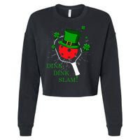 Pickleball St Patricks Day Leprechaun Dink Dink Slam Cropped Pullover Crew