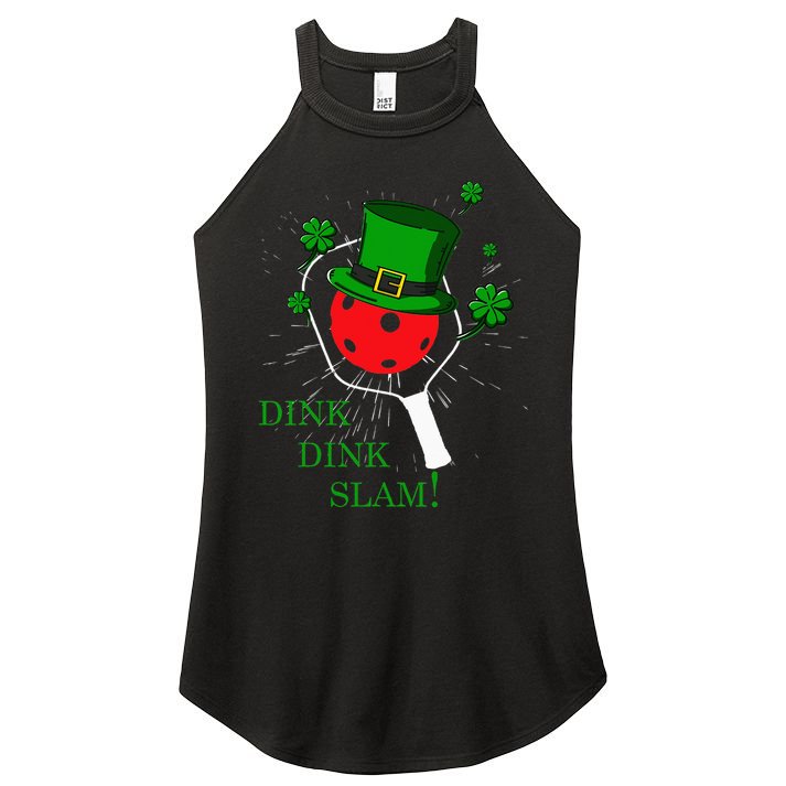 Pickleball St Patricks Day Leprechaun Dink Dink Slam Women's Perfect Tri Rocker Tank