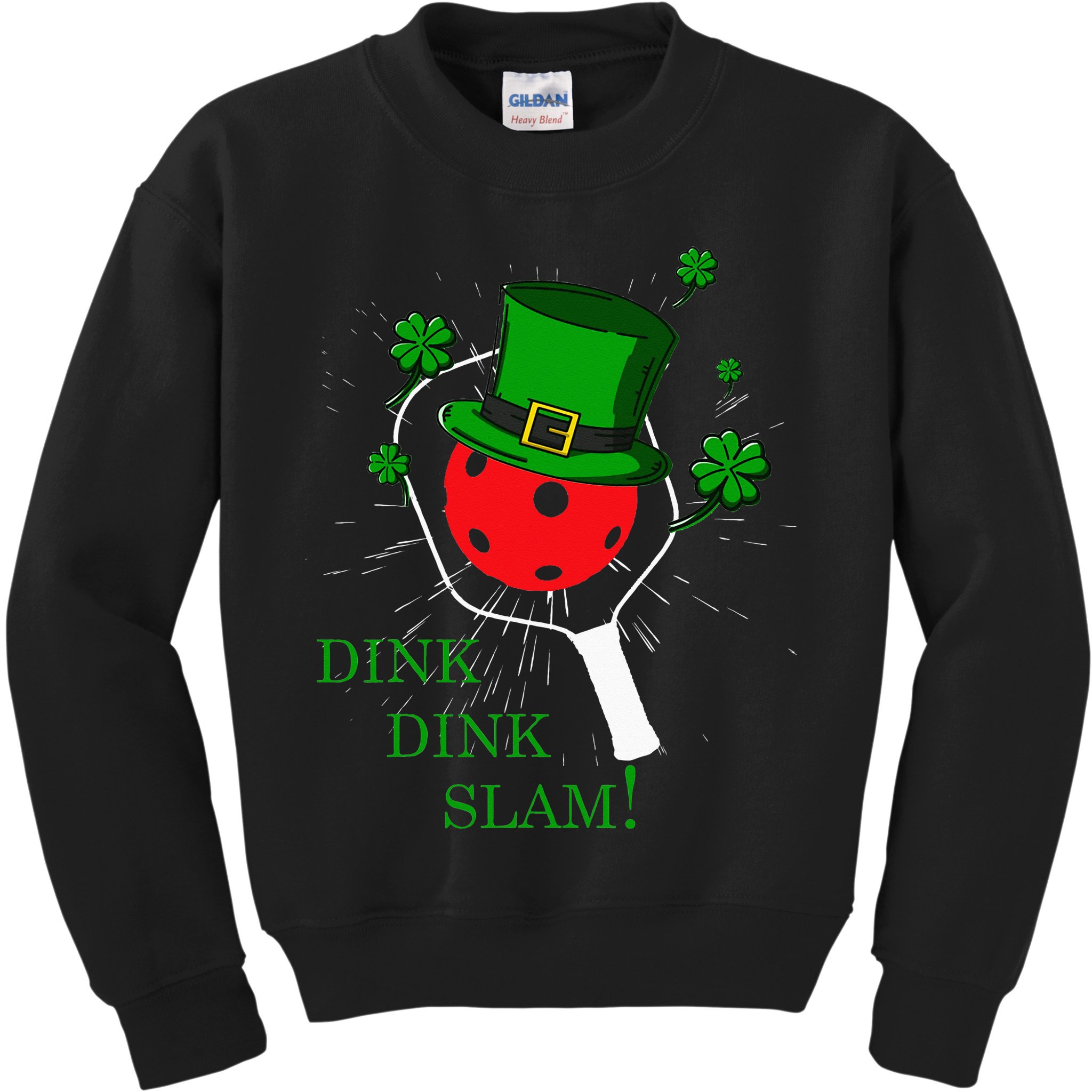 Pickleball St Patricks Day Leprechaun Dink Dink Slam Kids Sweatshirt