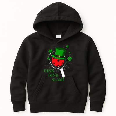 Pickleball St Patricks Day Leprechaun Dink Dink Slam Kids Hoodie