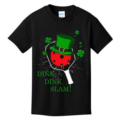 Pickleball St Patricks Day Leprechaun Dink Dink Slam Kids T-Shirt