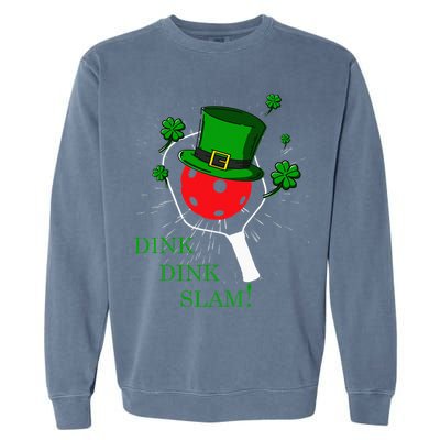 Pickleball St Patricks Day Leprechaun Dink Dink Slam Garment-Dyed Sweatshirt