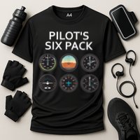 Pilot's Six Pack Funny Aviation Cooling Performance Crew T-Shirt
