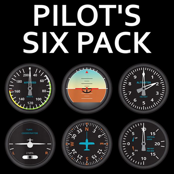Pilot's Six Pack Funny Aviation Cooling Performance Crew T-Shirt