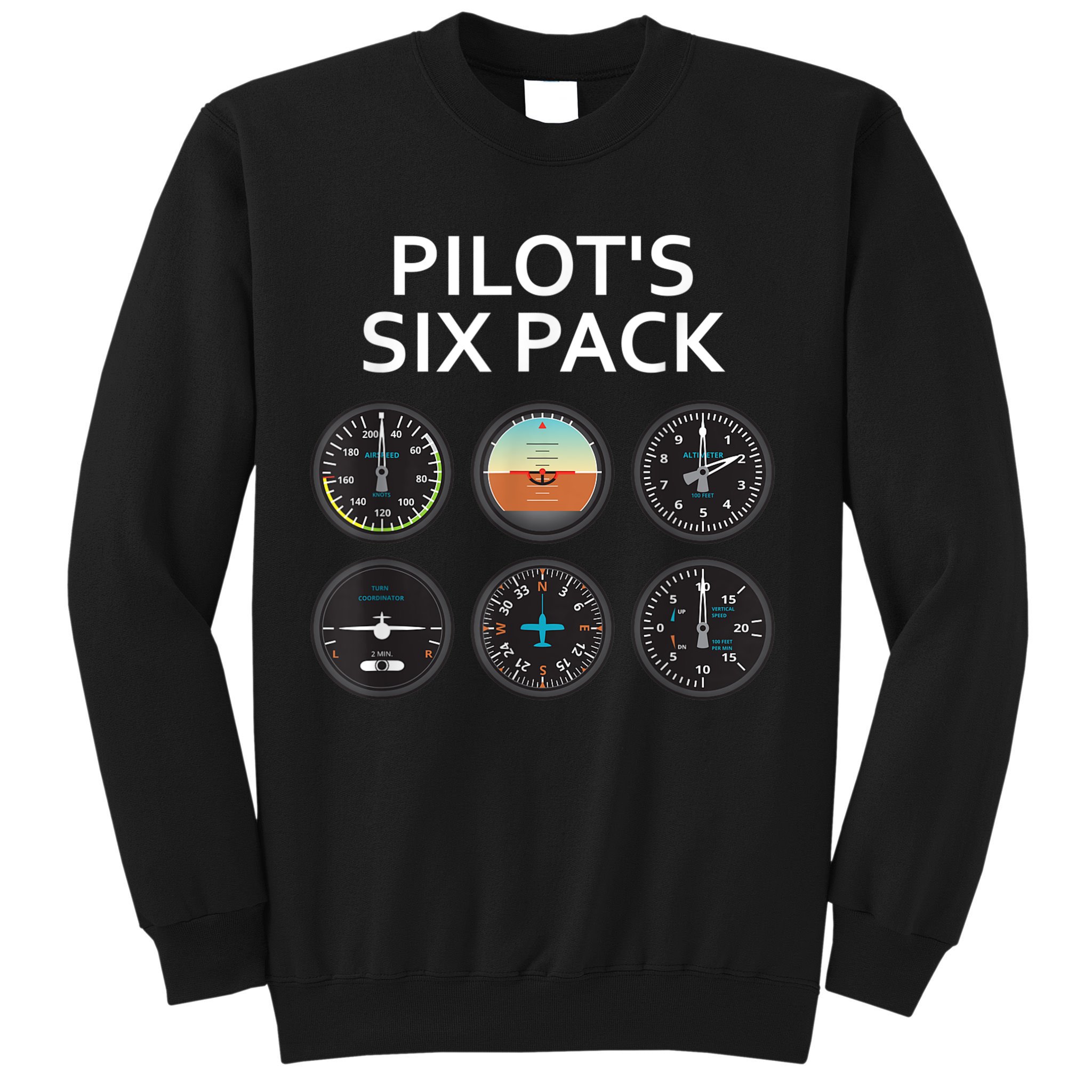 Pilot's Six Pack Funny Aviation Sweatshirt