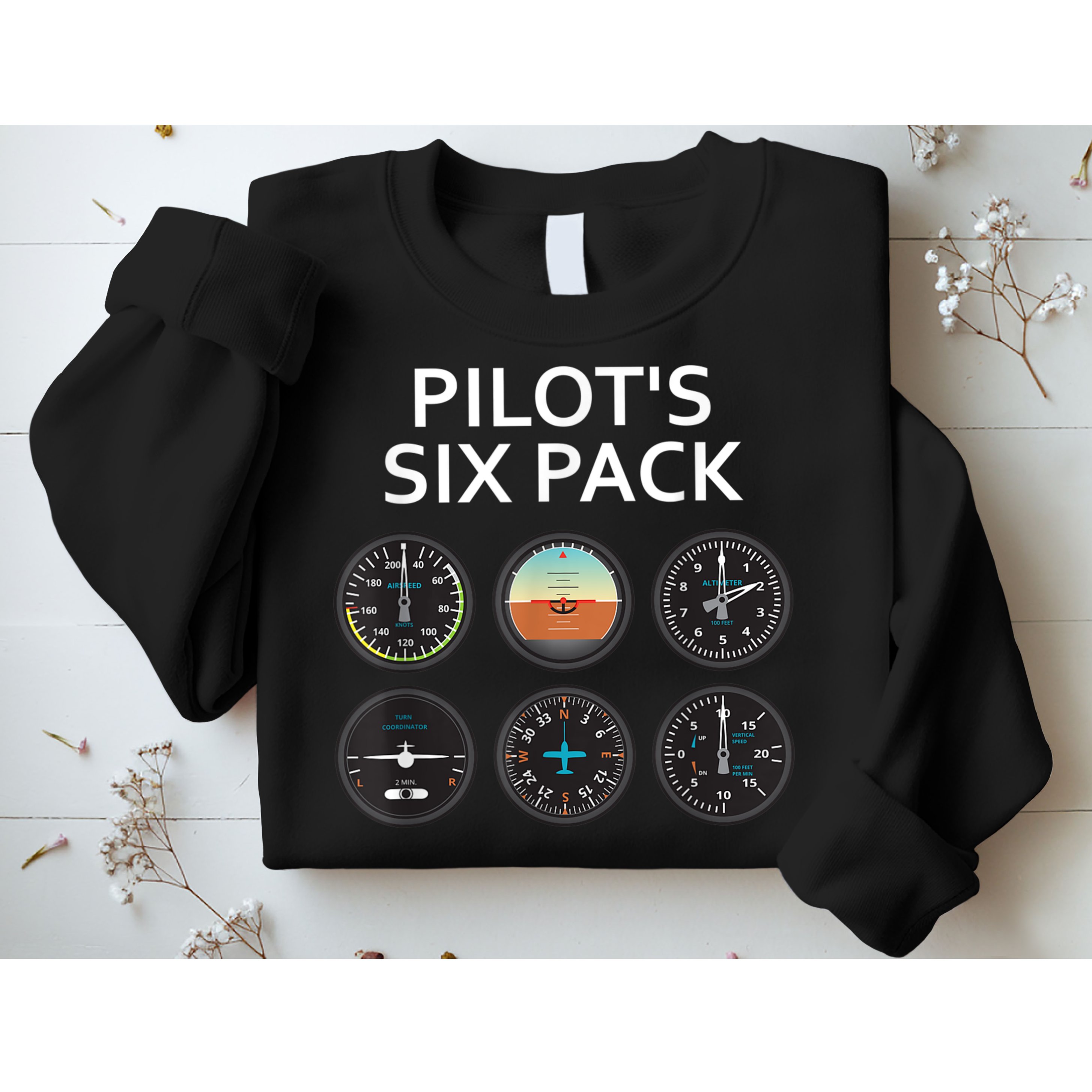 Pilot's Six Pack Funny Aviation Sweatshirt
