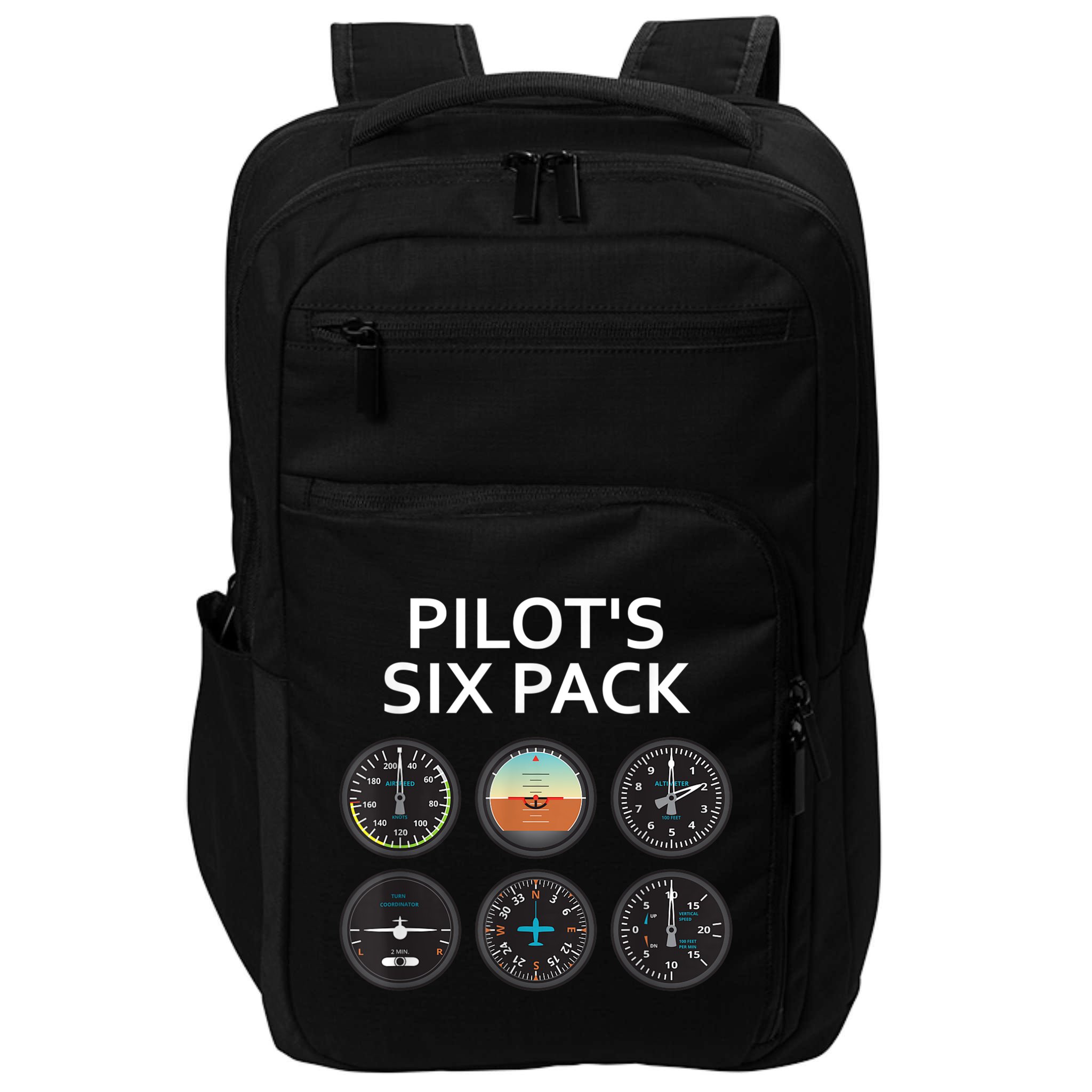 Pilot's Six Pack Funny Aviation Impact Tech Backpack