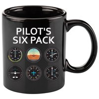 Pilot's Six Pack Funny Aviation 11oz C Handle Ceramic Mug