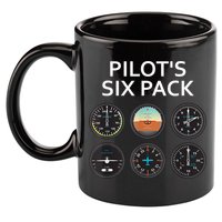 Pilot's Six Pack Funny Aviation 11oz C Handle Ceramic Mug