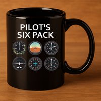 Pilot's Six Pack Funny Aviation 11oz C Handle Ceramic Mug