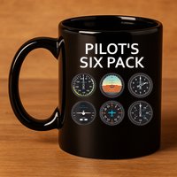 Pilot's Six Pack Funny Aviation 11oz C Handle Ceramic Mug