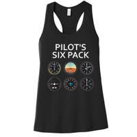 Pilot's Six Pack Funny Aviation Women's Racerback Tank