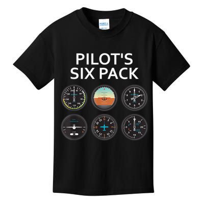 Pilot's Six Pack Funny Aviation Kids T-Shirt