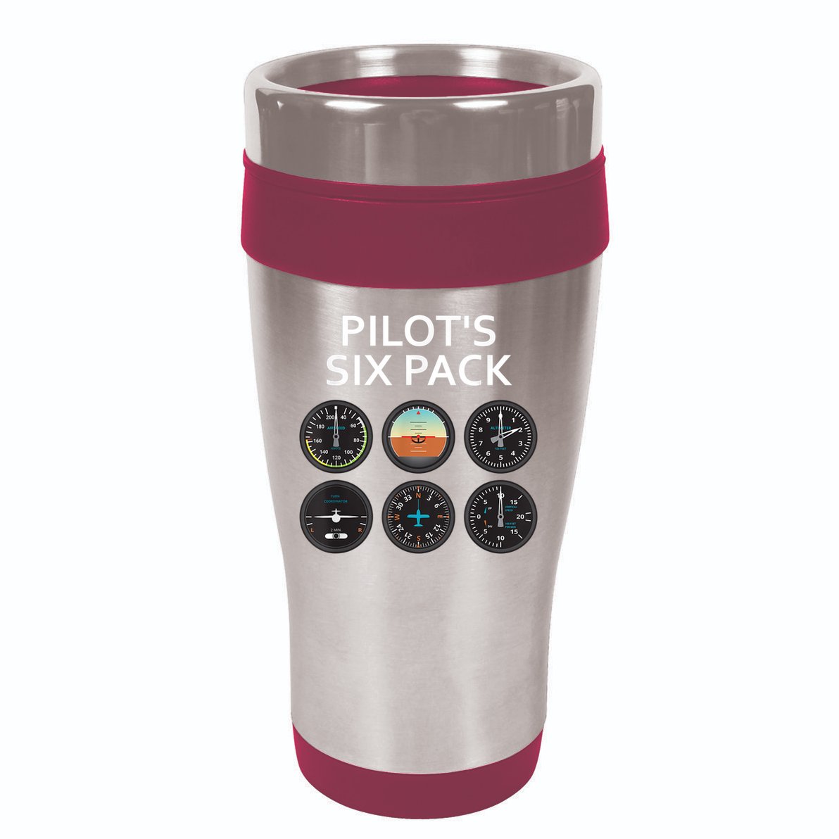 Pilot's Six Pack Funny Aviation 16oz Travel Tumbler