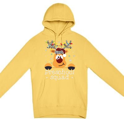 Preschool Squad Plaid Reindeer Santa Hat Teacher Christmas Premium Pullover Hoodie